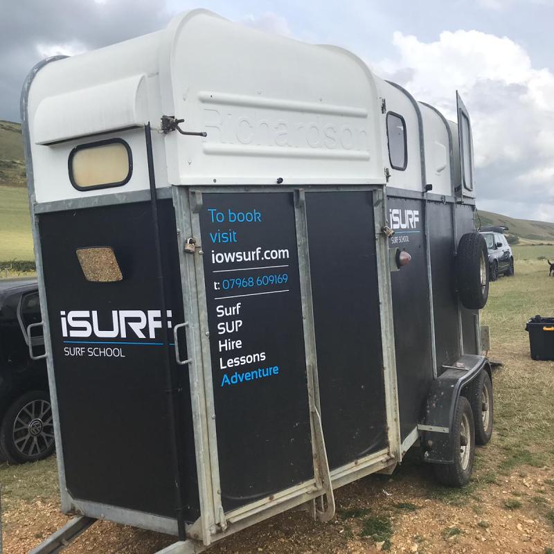 a truck is parked in a parking lot